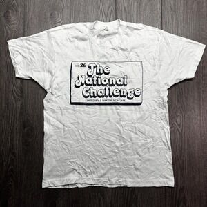 Vintage 1980s National Challenge T shirt Baxter Newgate Book Rare Medium White